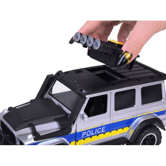 JOKO Policajné auto JEEP OFF-Road so svetlom a zvukom, strieborno-čierne