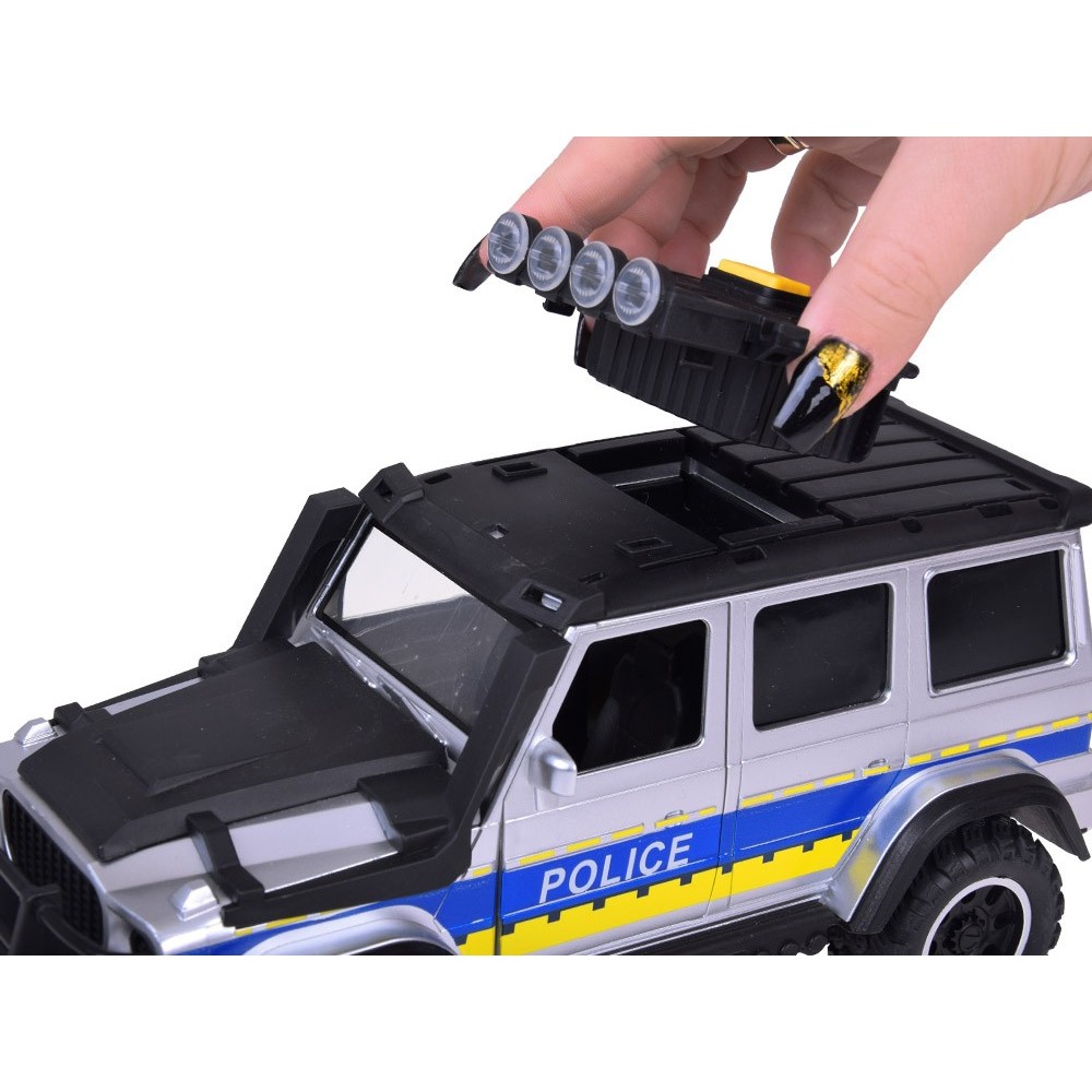 JOKO Policajné auto JEEP OFF-Road so svetlom a zvukom, strieborno-čierne