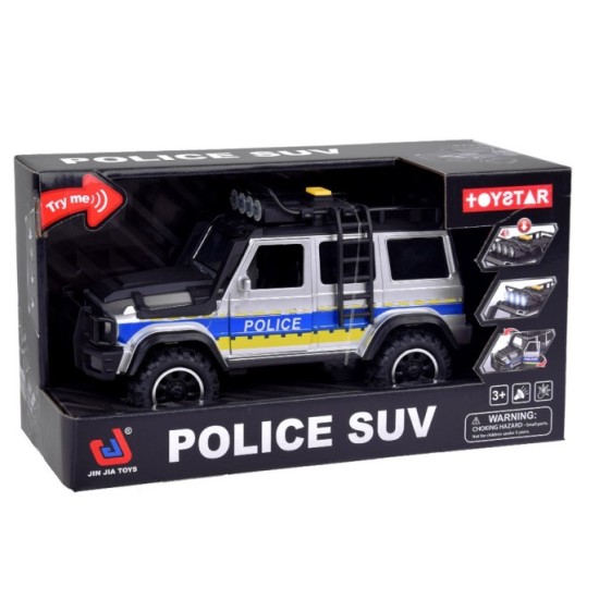 JOKO Policajné auto JEEP OFF-Road so svetlom a zvukom, strieborno-čierne