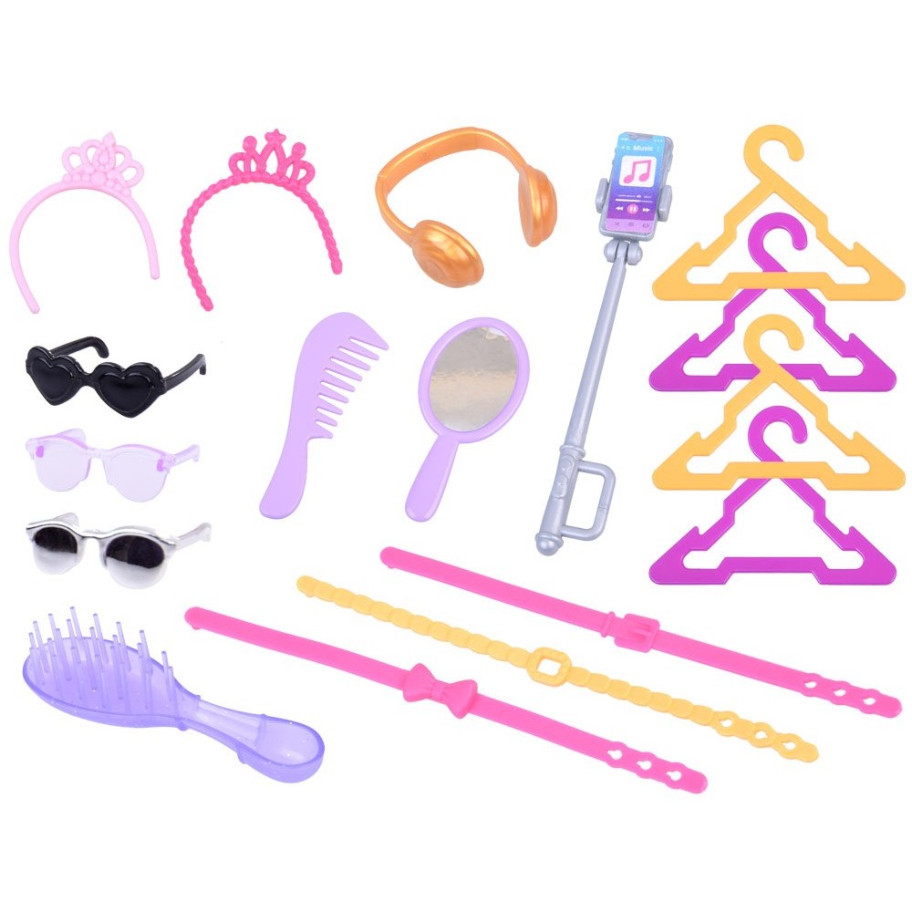 Anlily Veľká Sada Oblečenia pre bábiku Barbie + topánky, korunky, náhrdelníky, kabelky