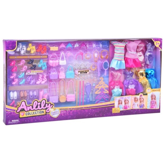 Anlily Veľká Sada Oblečenia pre bábiku Barbie + topánky, korunky, náhrdelníky, kabelky