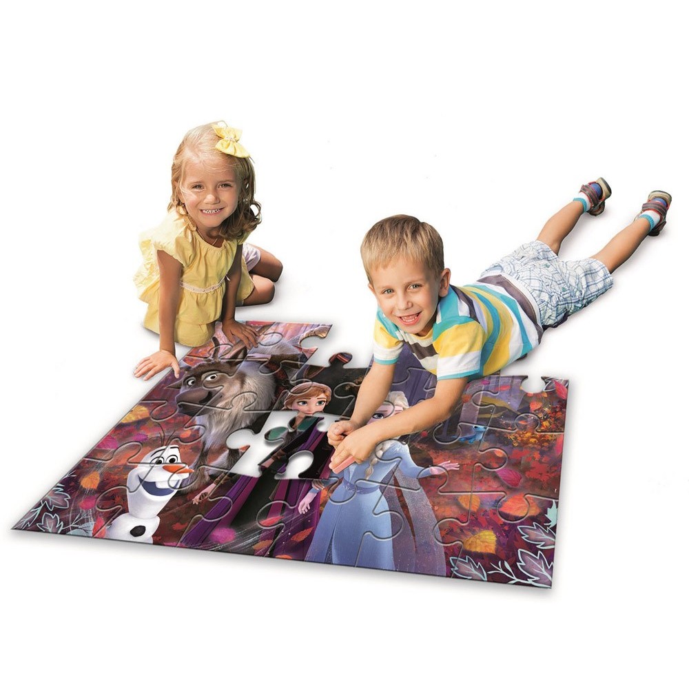 Clementoni Veľké Puzzle Frozen 2 Ľadové Kráľovstvo Elza, Anna, Olaf 40ks 100x70cm, puzzle na podlahu