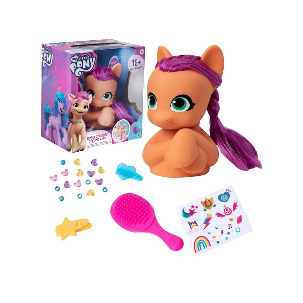 Hasbro Hlava na Česanie Poník My Little Pony Sunny Starscout + korálky a nálepky, fialové vlasy