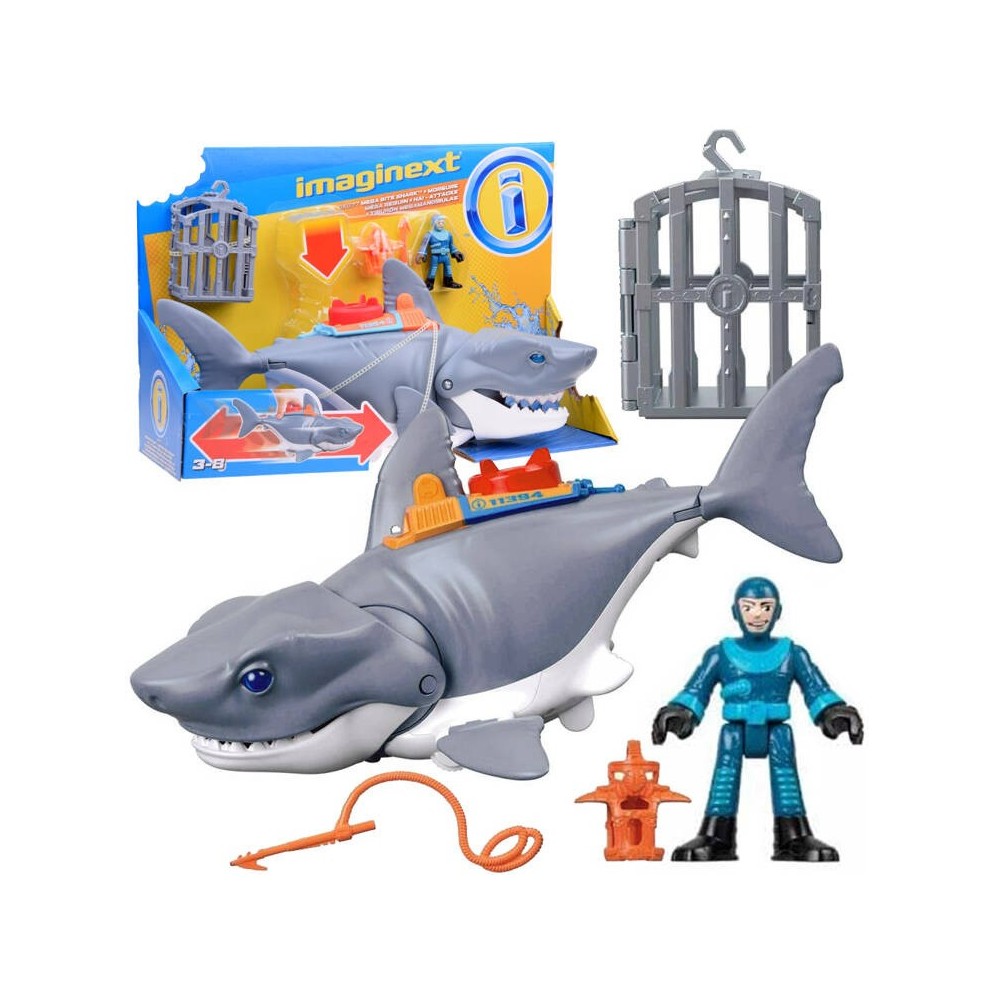 Mattel Imaginext Mega Mechanical Shark Útok žraloka + figúrka žraloka a potápača