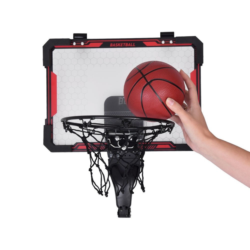 JOKO Elektronický Basketbalový Kôš na dvere s počítaldom, LED podsvietením a hudbou + Lopta a pumpa