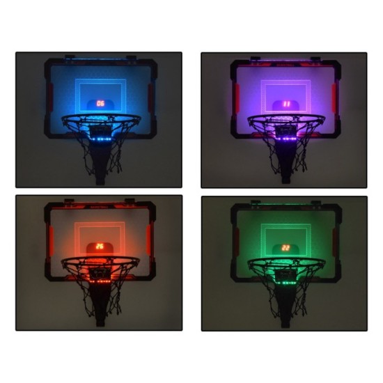 JOKO Elektronický Basketbalový Kôš na dvere s počítaldom, LED podsvietením a hudbou + Lopta a pumpa