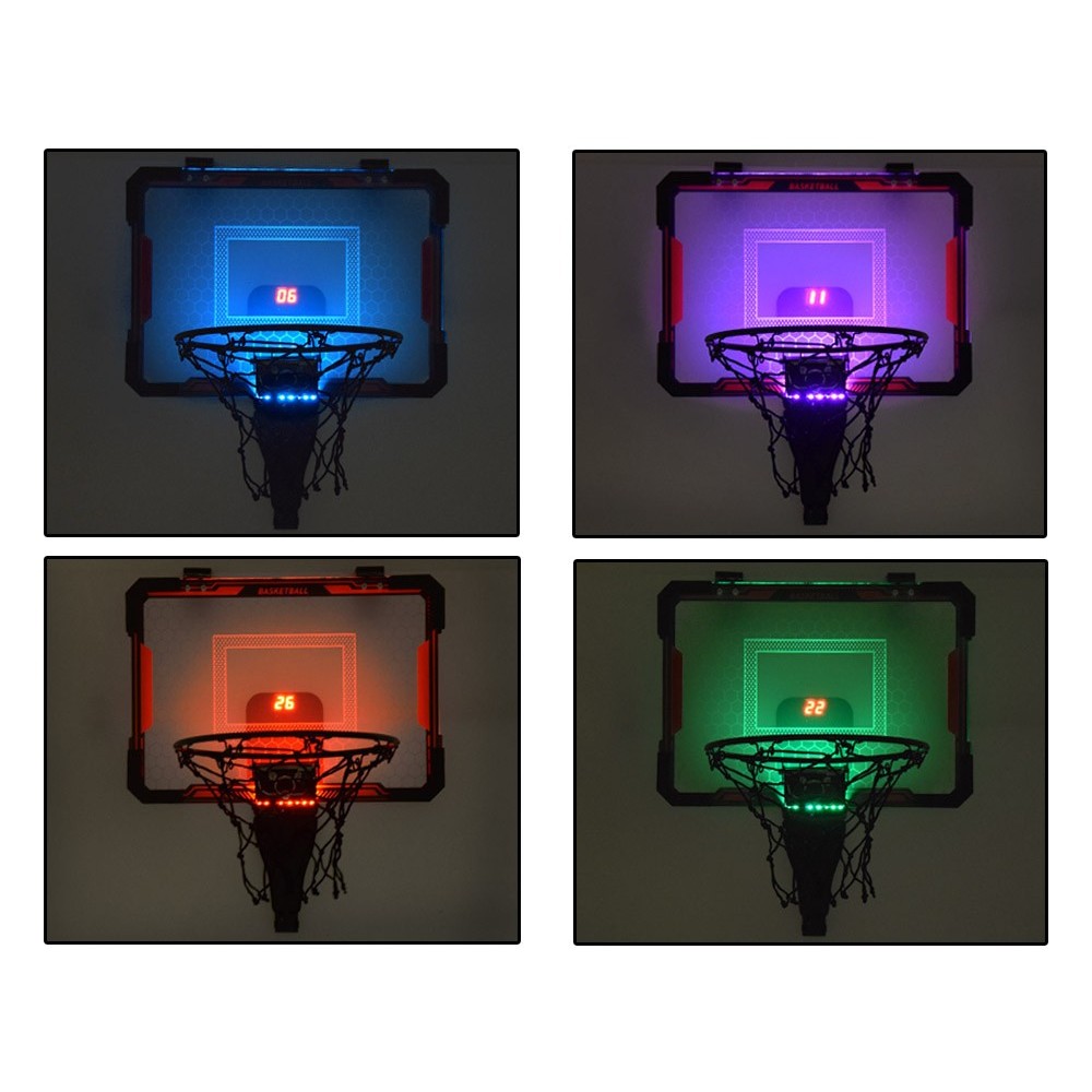 JOKO Elektronický Basketbalový Kôš na dvere s počítaldom, LED podsvietením a hudbou + Lopta a pumpa