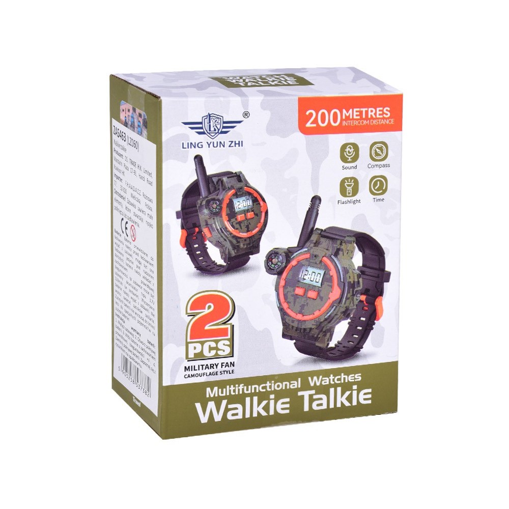 Walkie Talkie Sada Multifunkčné Hodinky - Vysielačky s Kompasom, dosah 200m + Svetlo