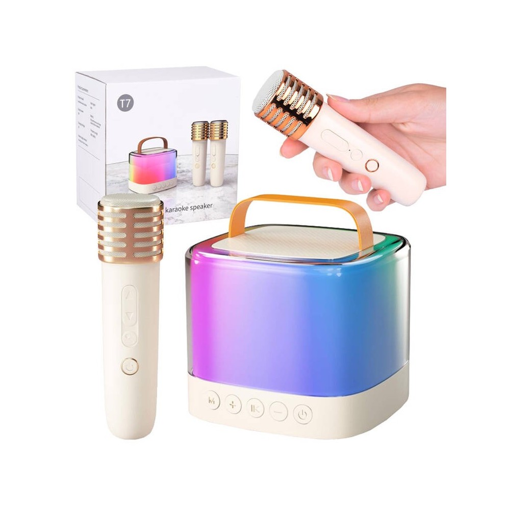 JOKO Sada Karaoke Bezdrôtové Mikrofóny s Bluetooth MINI Reproduktorom, zlaté