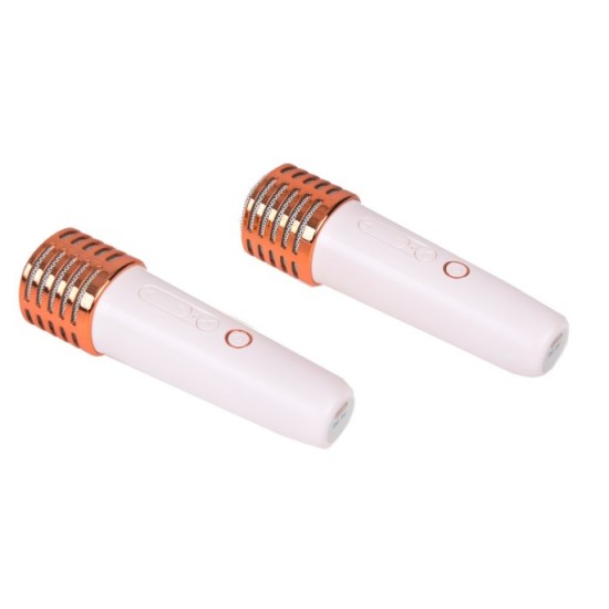 JOKO Sada Karaoke Bezdrôtové Mikrofóny s Bluetooth MINI Reproduktorom, zlaté