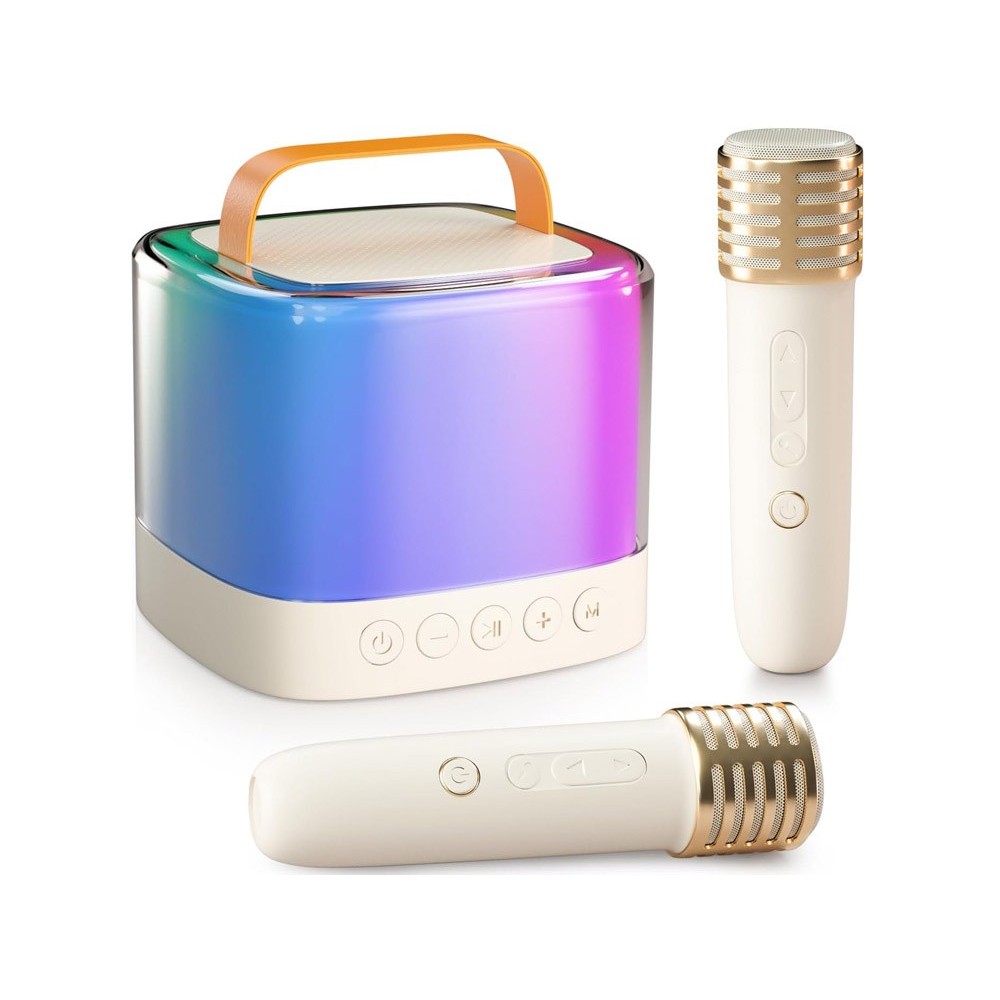 JOKO Sada Karaoke Bezdrôtové Mikrofóny s Bluetooth MINI Reproduktorom, zlaté