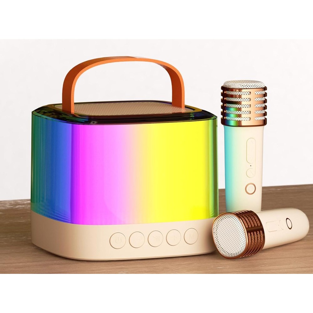 JOKO Sada Karaoke Bezdrôtové Mikrofóny s Bluetooth MINI Reproduktorom, zlaté