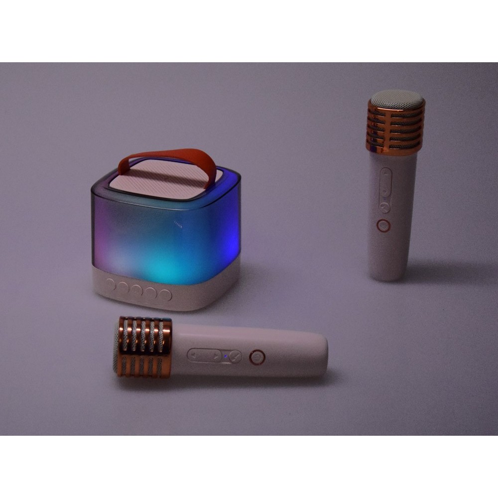 JOKO Sada Karaoke Bezdrôtové Mikrofóny s Bluetooth MINI Reproduktorom, zlaté