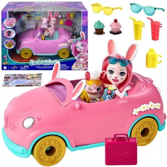 Mattel ENCHANTIMALS ZAJAČIK auto pre bábiky + BÁBIKA BREE BUNNY