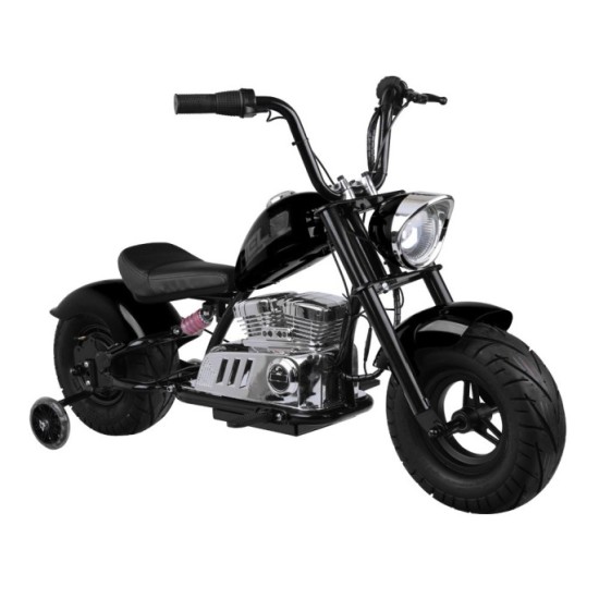 JOKO Elektrická Motorka Chopper 24V, nosnosť 80kg, rýchlosť 20km/h, nafukovacie kolesá, kožené sedadlo, čierna