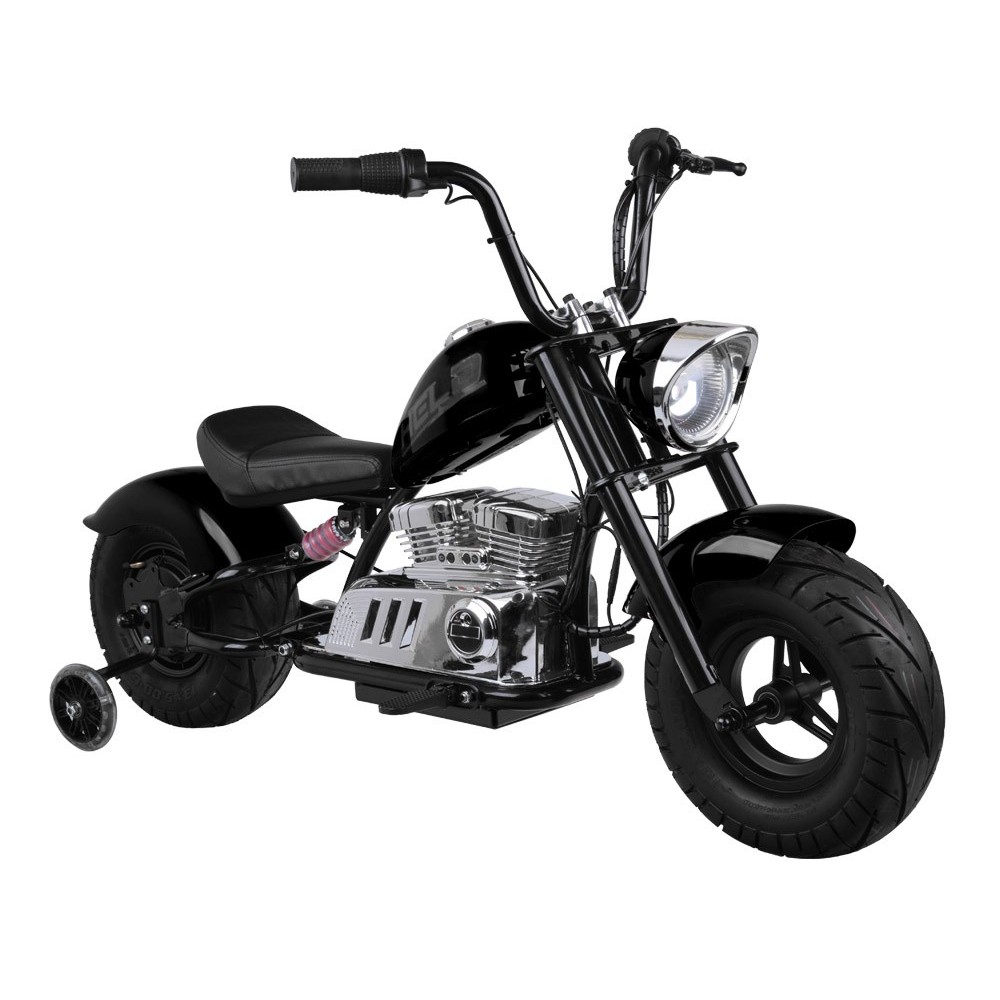JOKO Elektrická Motorka Chopper 24V, nosnosť 80kg, rýchlosť 20km/h, nafukovacie kolesá, kožené sedadlo, čierna