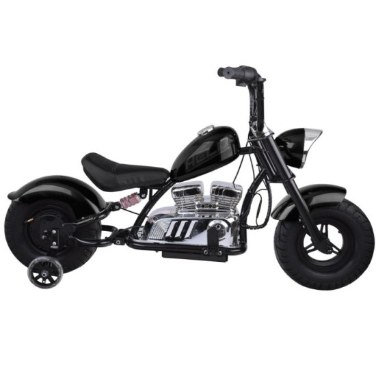 JOKO Elektrická Motorka Chopper 24V, nosnosť 80kg, rýchlosť 20km/h, nafukovacie kolesá, kožené sedadlo, čierna