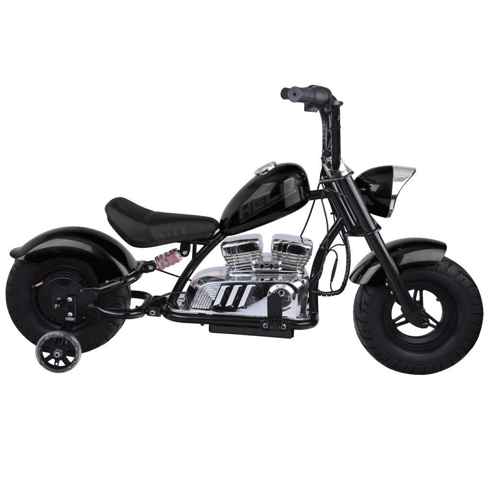 JOKO Elektrická Motorka Chopper 24V, nosnosť 80kg, rýchlosť 20km/h, nafukovacie kolesá, kožené sedadlo, čierna