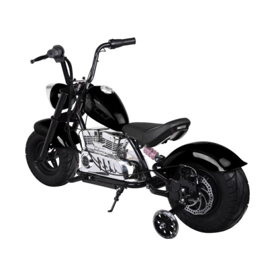 JOKO Elektrická Motorka Chopper 24V, nosnosť 80kg, rýchlosť 20km/h, nafukovacie kolesá, kožené sedadlo, čierna