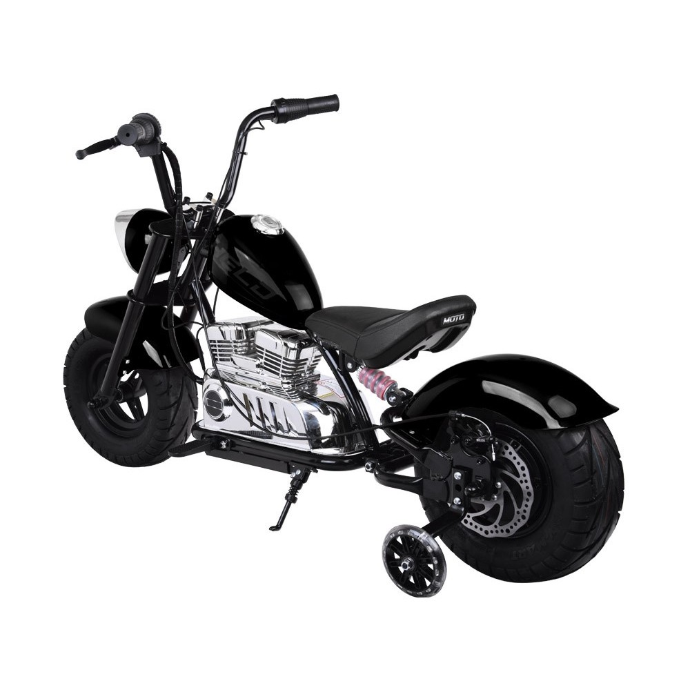 JOKO Elektrická Motorka Chopper 24V, nosnosť 80kg, rýchlosť 20km/h, nafukovacie kolesá, kožené sedadlo, čierna
