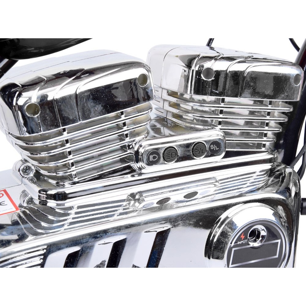 JOKO Elektrická Motorka Chopper 24V, nosnosť 80kg, rýchlosť 20km/h, nafukovacie kolesá, kožené sedadlo, čierna