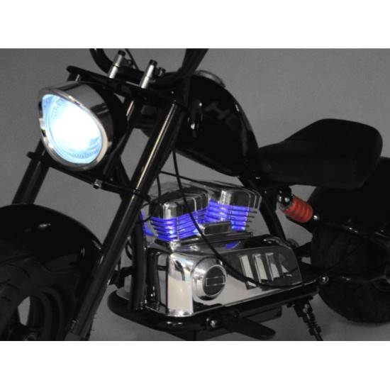 JOKO Elektrická Motorka Chopper 24V, nosnosť 80kg, rýchlosť 20km/h, nafukovacie kolesá, kožené sedadlo, čierna