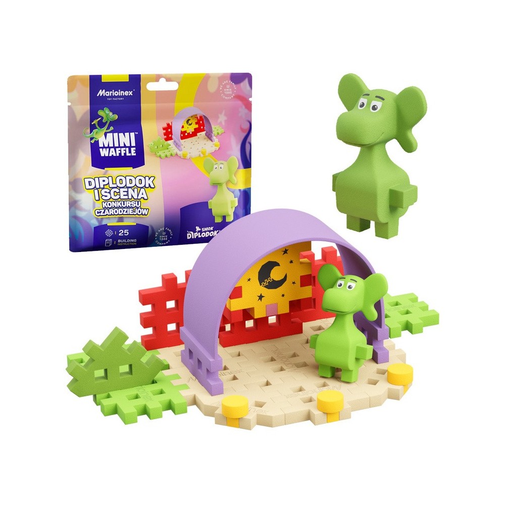 Marioinex Dragon Diplodocus a Jungle Mini waffle 25 kusov 3D + figúrka