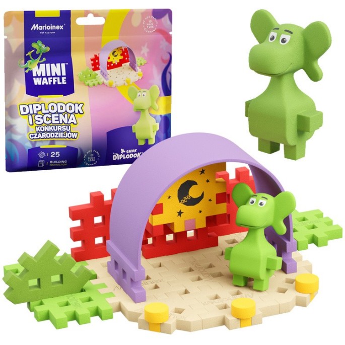 Marioinex Dragon Diplodocus a Jungle Mini waffle 25 kusov 3D + figúrka