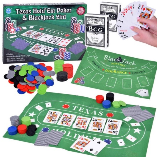JOKO Sada Hier 2in1 Poker a BlackJack + žetóny, karty, doska