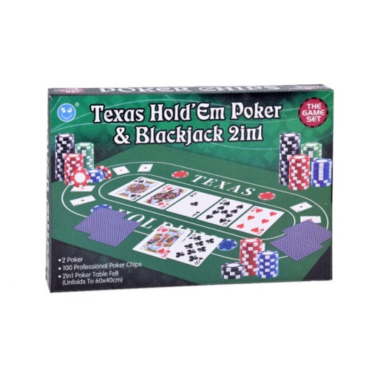 JOKO Sada Hier 2in1 Poker a BlackJack + žetóny, karty, doska