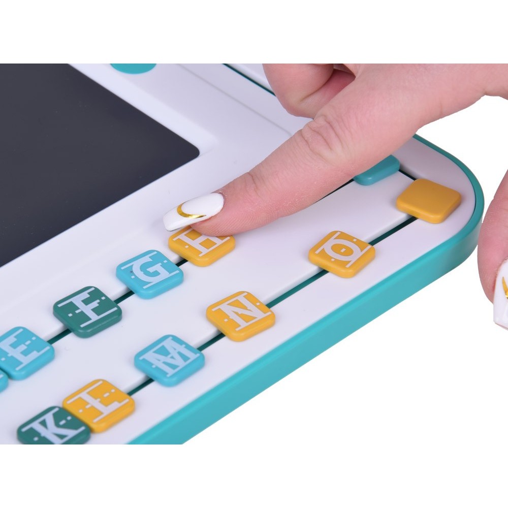 JOKO Vzdelávacia Sada 3v1, detský LCD Tablet na kreslenie + karty pre UČENIE Anglického jazyka + Drevené kocky TETRIS