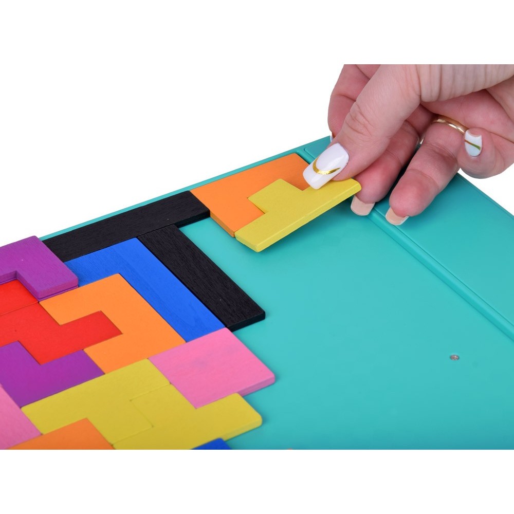 JOKO Vzdelávacia Sada 3v1, detský LCD Tablet na kreslenie + karty pre UČENIE Anglického jazyka + Drevené kocky TETRIS