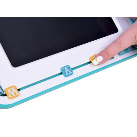 JOKO Vzdelávacia Sada 3v1, detský LCD Tablet na kreslenie + karty pre UČENIE Anglického jazyka + Drevené kocky TETRIS