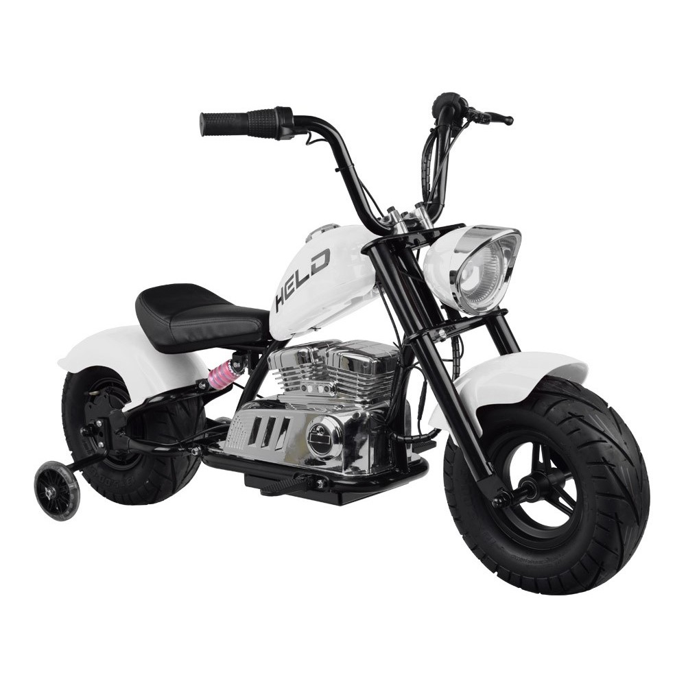JOKO Elektrická Motorka Chopper 24V, nosnosť 80kg, rýchlosť 20km/h, nafukovacie kolesá, kožené sedadlo, biela