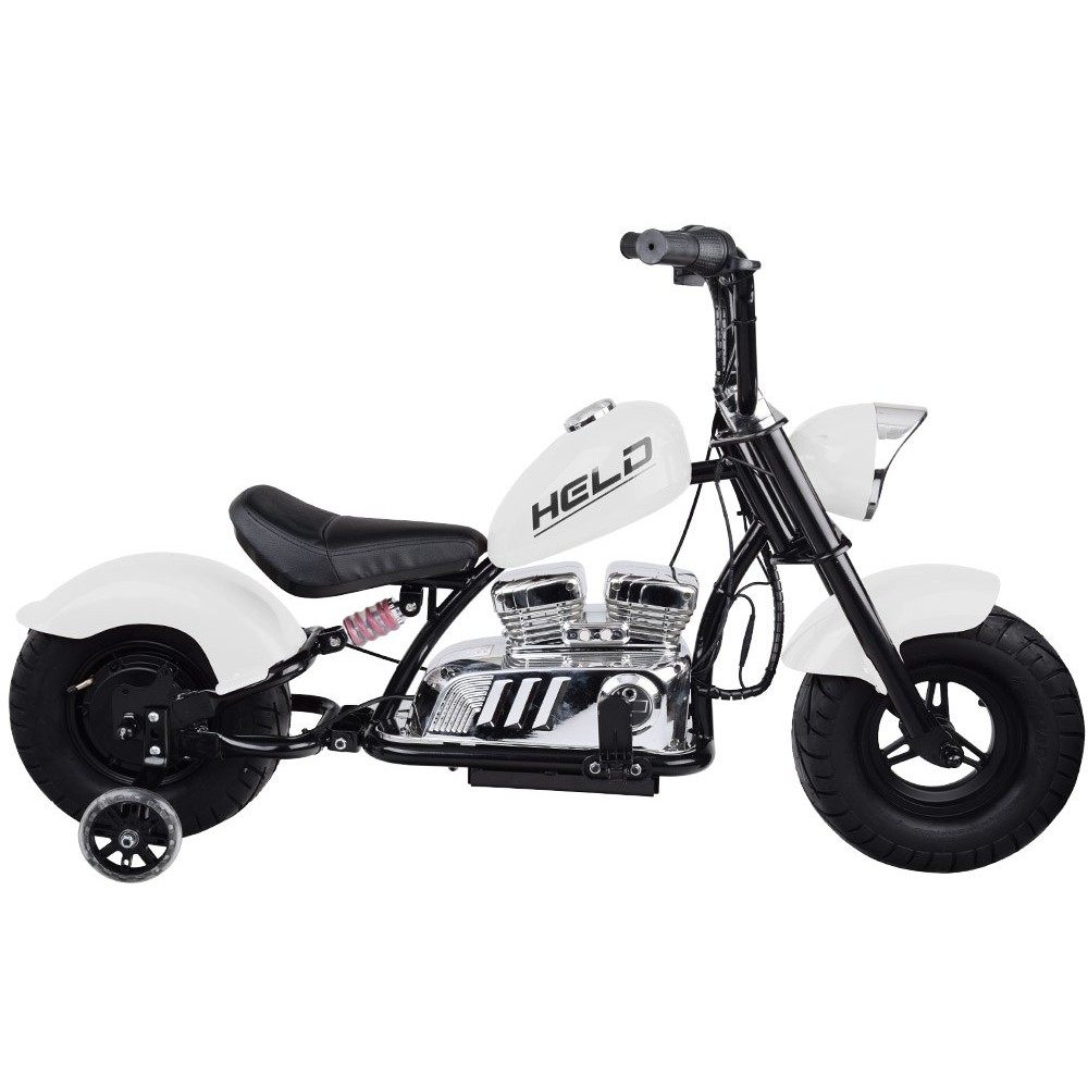 JOKO Elektrická Motorka Chopper 24V, nosnosť 80kg, rýchlosť 20km/h, nafukovacie kolesá, kožené sedadlo, biela