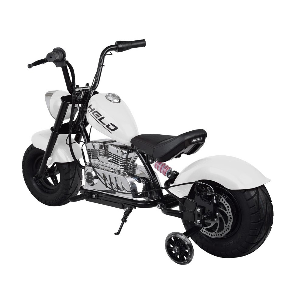 JOKO Elektrická Motorka Chopper 24V, nosnosť 80kg, rýchlosť 20km/h, nafukovacie kolesá, kožené sedadlo, biela