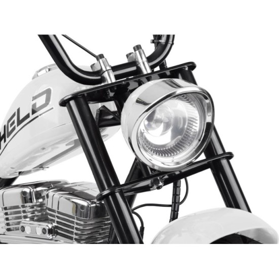JOKO Elektrická Motorka Chopper 24V, nosnosť 80kg, rýchlosť 20km/h, nafukovacie kolesá, kožené sedadlo, biela