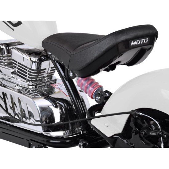 JOKO Elektrická Motorka Chopper 24V, nosnosť 80kg, rýchlosť 20km/h, nafukovacie kolesá, kožené sedadlo, biela