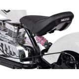 JOKO Elektrická Motorka Chopper 24V, nosnosť 80kg, rýchlosť 20km/h, nafukovacie kolesá, kožené sedadlo, biela