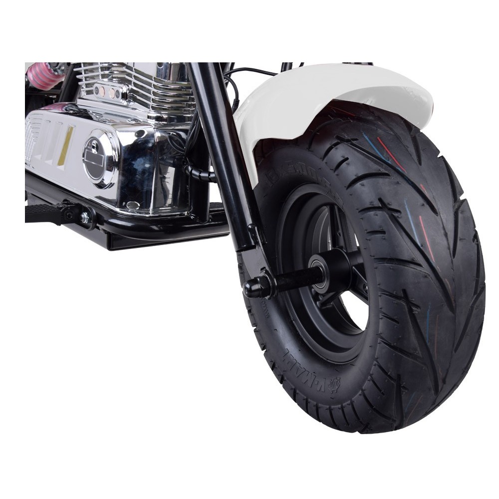 JOKO Elektrická Motorka Chopper 24V, nosnosť 80kg, rýchlosť 20km/h, nafukovacie kolesá, kožené sedadlo, biela