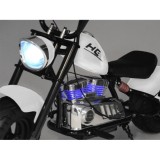 JOKO Elektrická Motorka Chopper 24V, nosnosť 80kg, rýchlosť 20km/h, nafukovacie kolesá, kožené sedadlo, biela