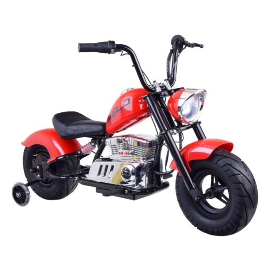 JOKO Elektrická Motorka Chopper 24V, nosnosť 80kg, rýchlosť 20km/h, nafukovacie kolesá, kožené sedadlo, červená