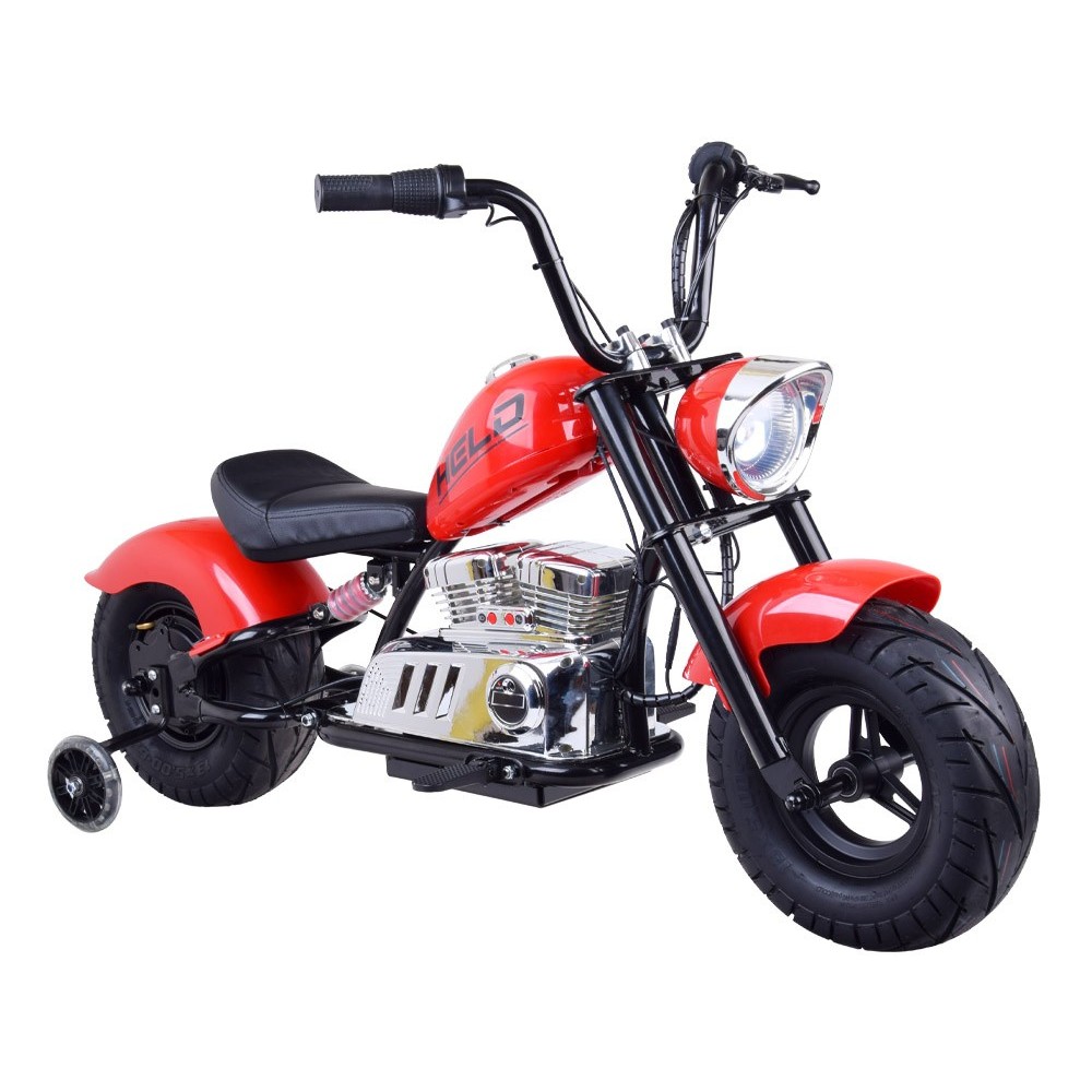 JOKO Elektrická Motorka Chopper 24V, nosnosť 80kg, rýchlosť 20km/h, nafukovacie kolesá, kožené sedadlo, červená