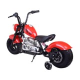 JOKO Elektrická Motorka Chopper 24V, nosnosť 80kg, rýchlosť 20km/h, nafukovacie kolesá, kožené sedadlo, červená