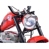 JOKO Elektrická Motorka Chopper 24V, nosnosť 80kg, rýchlosť 20km/h, nafukovacie kolesá, kožené sedadlo, červená