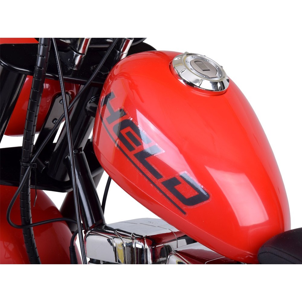 JOKO Elektrická Motorka Chopper 24V, nosnosť 80kg, rýchlosť 20km/h, nafukovacie kolesá, kožené sedadlo, červená