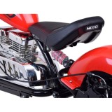 JOKO Elektrická Motorka Chopper 24V, nosnosť 80kg, rýchlosť 20km/h, nafukovacie kolesá, kožené sedadlo, červená