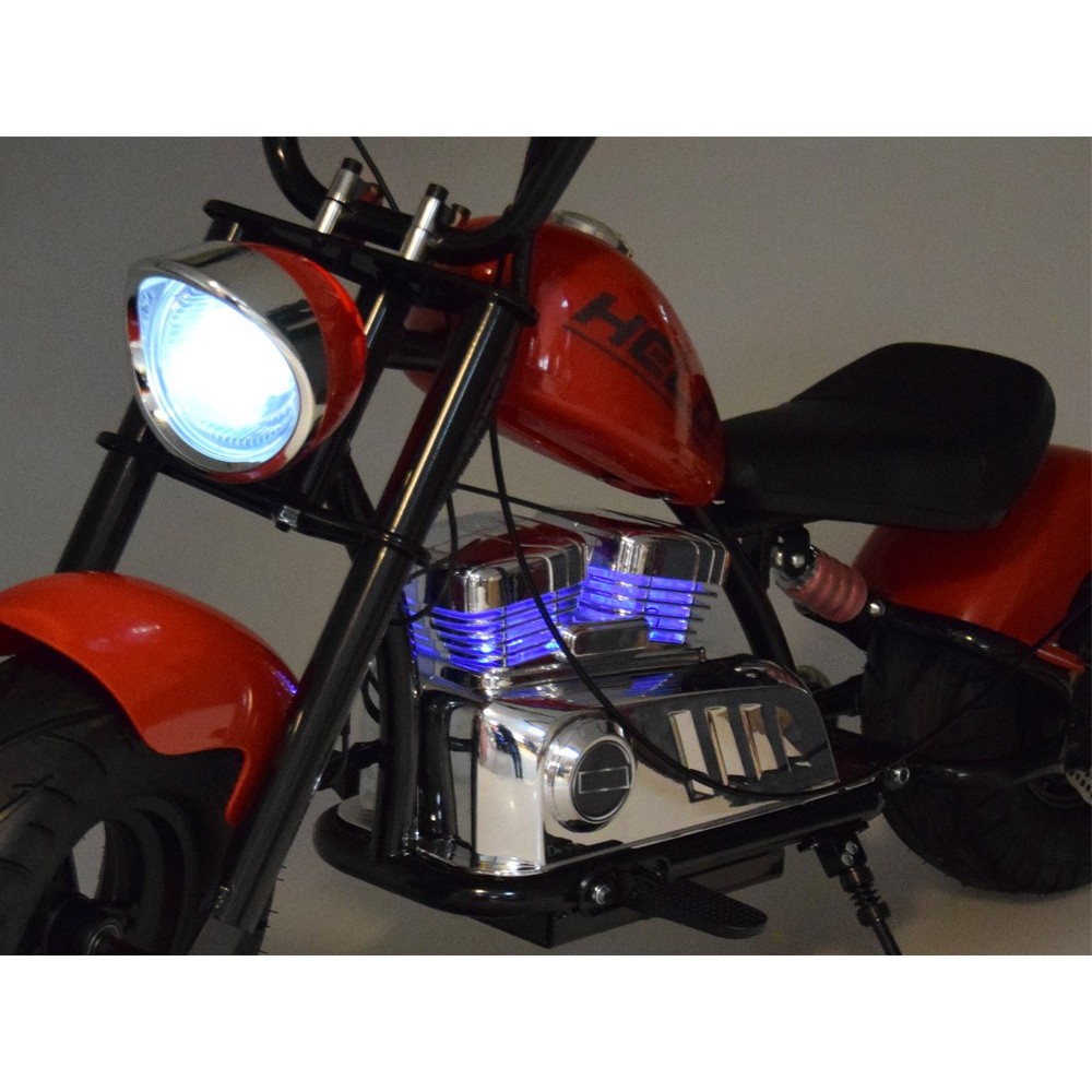 JOKO Elektrická Motorka Chopper 24V, nosnosť 80kg, rýchlosť 20km/h, nafukovacie kolesá, kožené sedadlo, červená