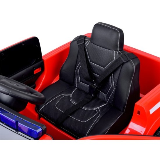 JOKO Elektrické autíčko Hasičské auto 4x4, penové kolesá, kožené sedadlo, majáky, červené