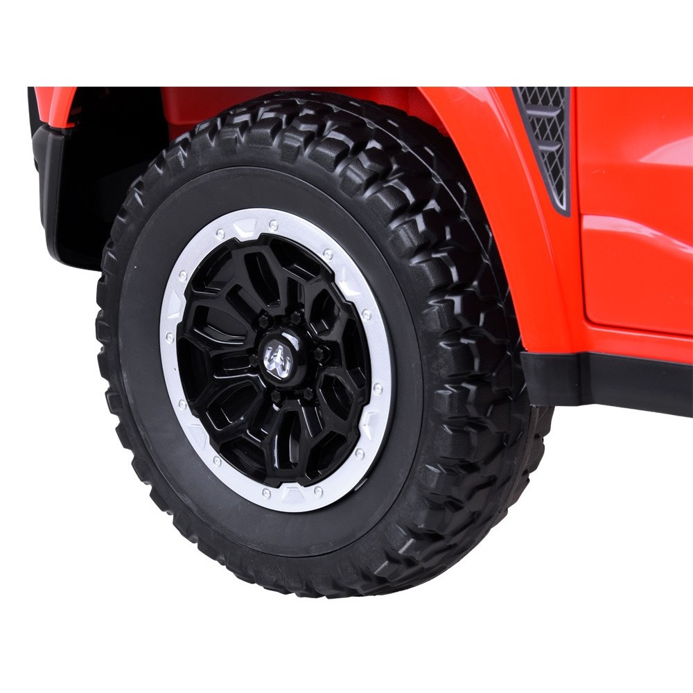 JOKO Elektrické autíčko Hasičské auto 4x4, penové kolesá, kožené sedadlo, majáky, červené